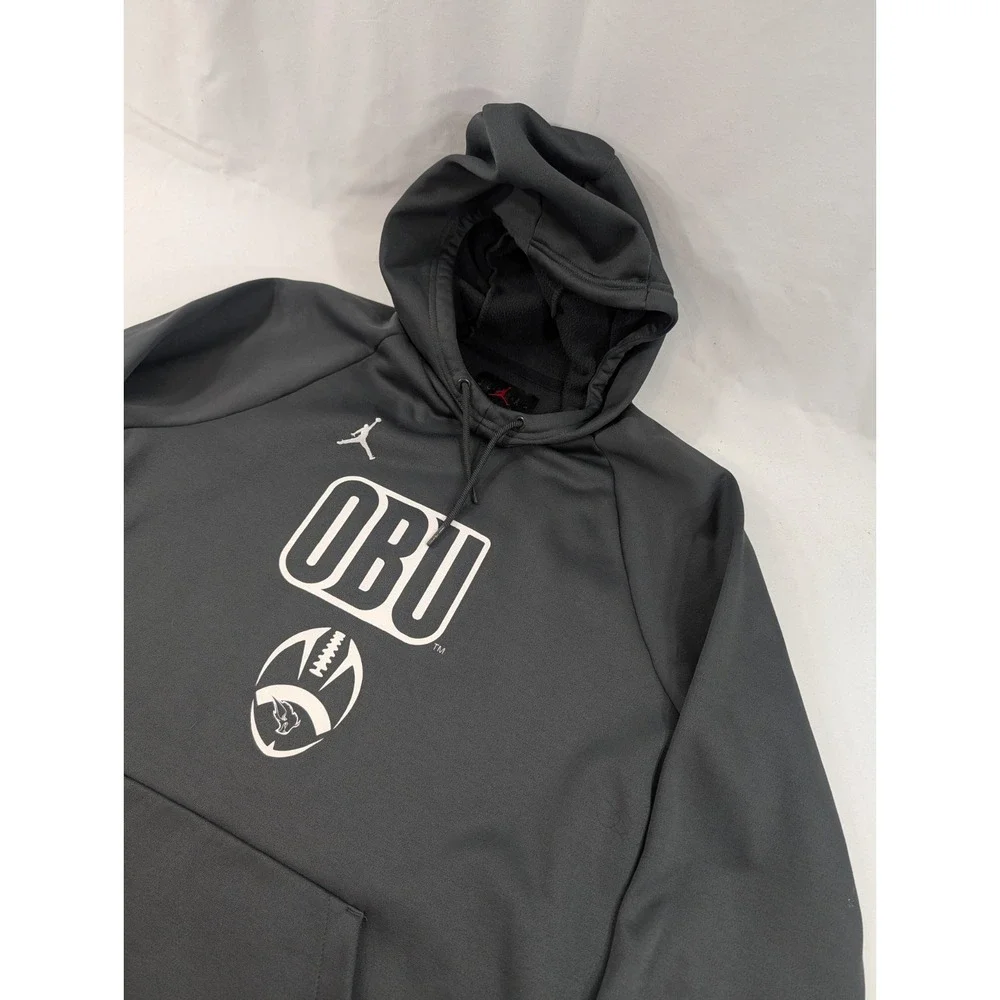 Jordan Nike Oklahoma Baptist University Bison Pullover Hoodie Football Gray Larg